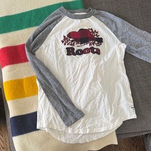 Roots White and Gray Long Sleeve Tee